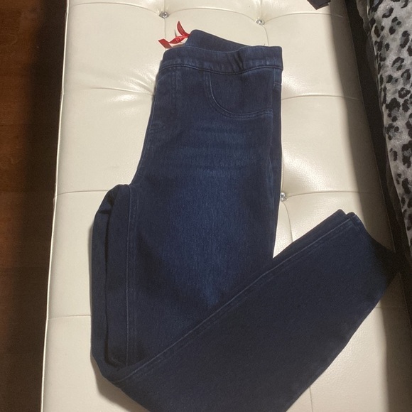 Spanx Jeggings Jeans Navy Blue Stretchy Skinny M - Picture 6 of 8